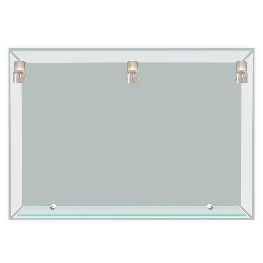 Bathroom wall mirror 90x75cm with 3 lamps and shelf