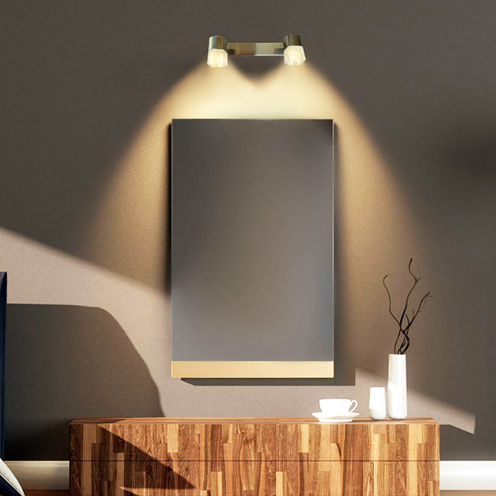 Bathroom wall mirror 60x80cm with gold paint and two light fixture