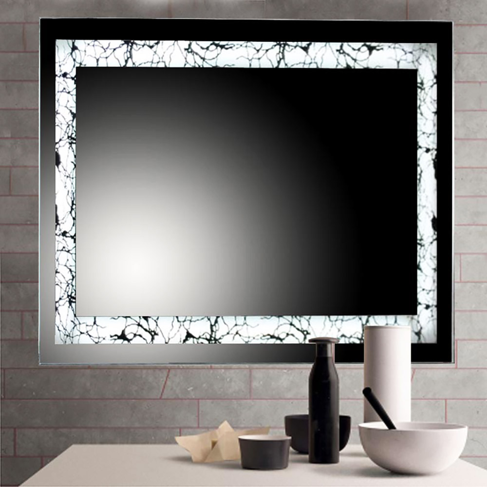 Mirror 90x70cm with sandblasted spider pattern