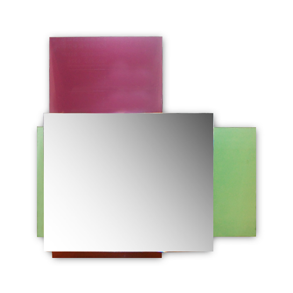 Bathroom mirror 80x80cm with lacobel crystals (purple-green)