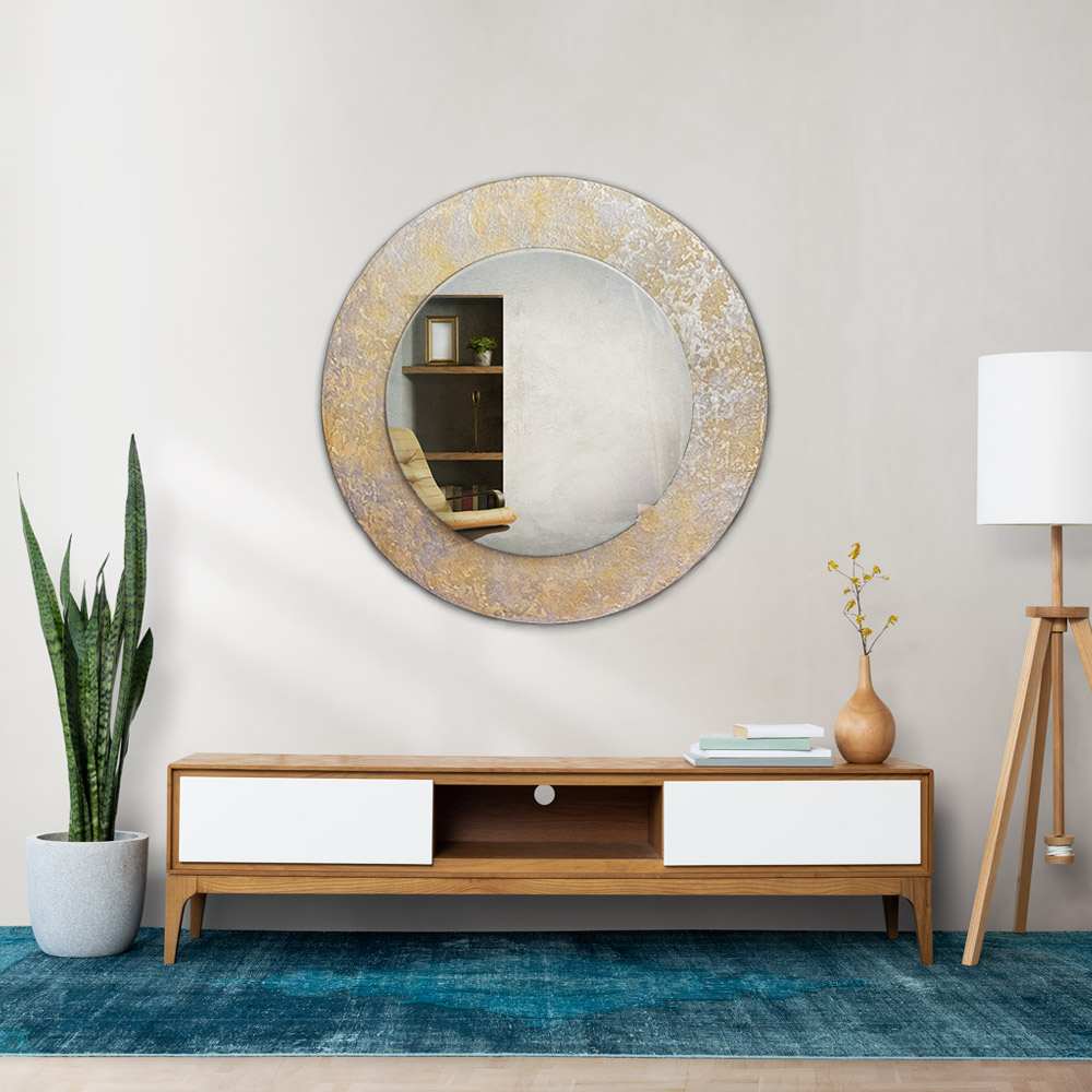 Round mirror Moon with granite style Ø90cm