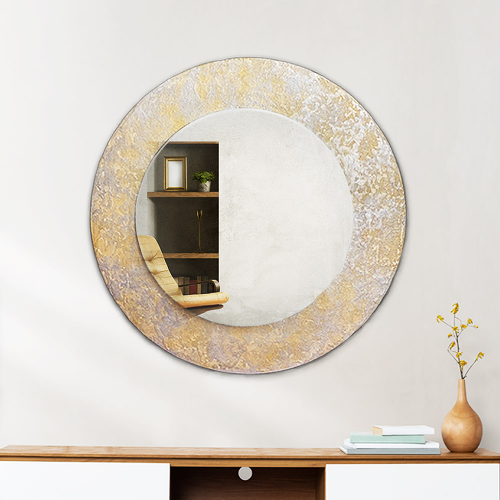  Round mirror Moon with granite style Ø90cm