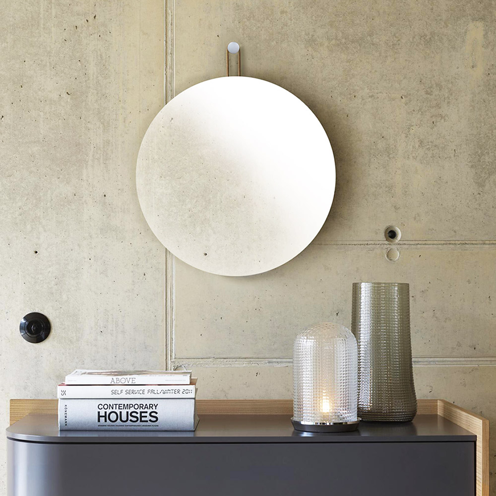 Round bathroom mirror Ø60cm - Ø90cm with leather strap