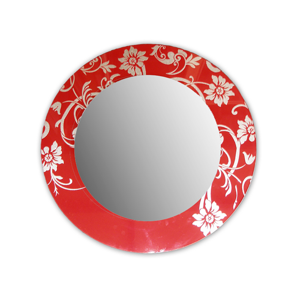 Round mirror Ø60cm with silver patterns