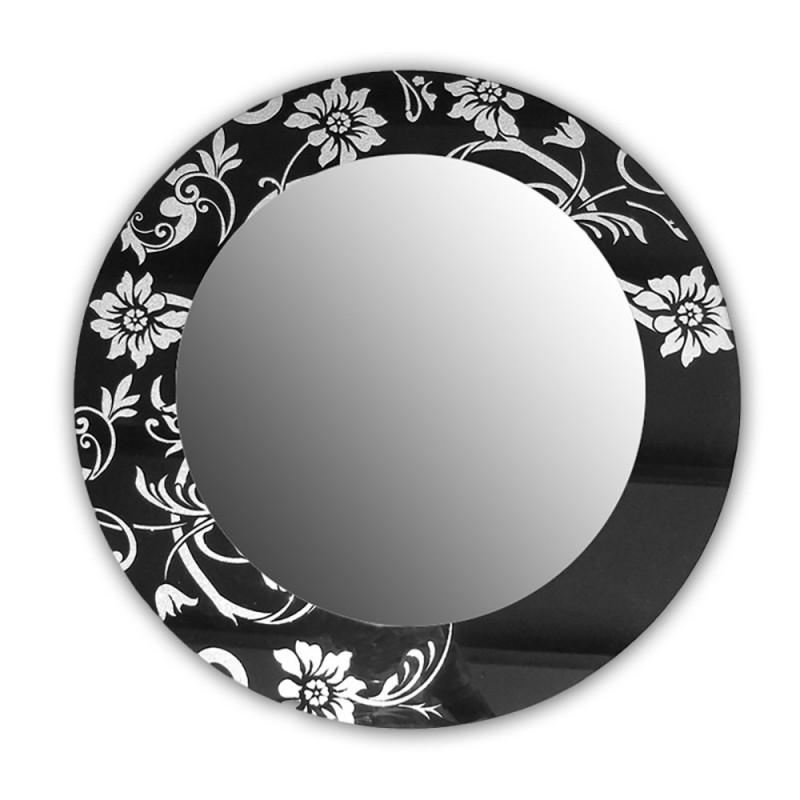 Round mirror Ø60cm with silver patterns