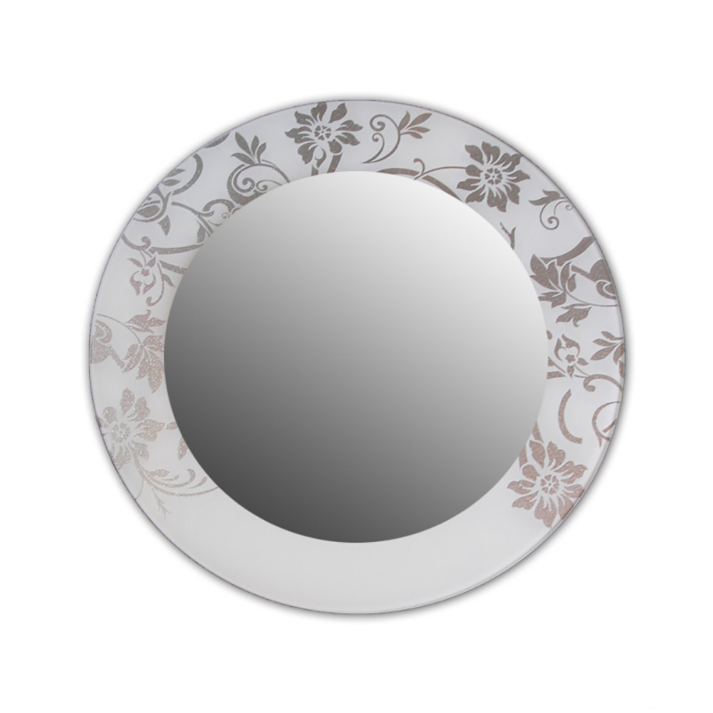 Round mirror Ø60cm with silver patterns