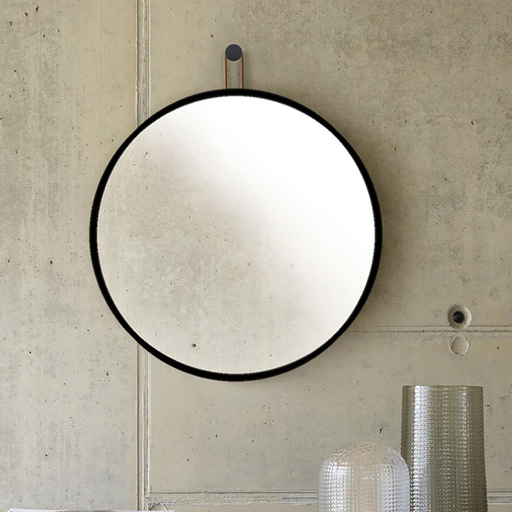  Round bathroom mirror Ø60cm - Ø90cm with leather strap