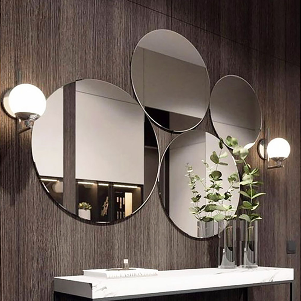 Composition of bathroom wall mirrors round sets of 4 pieces