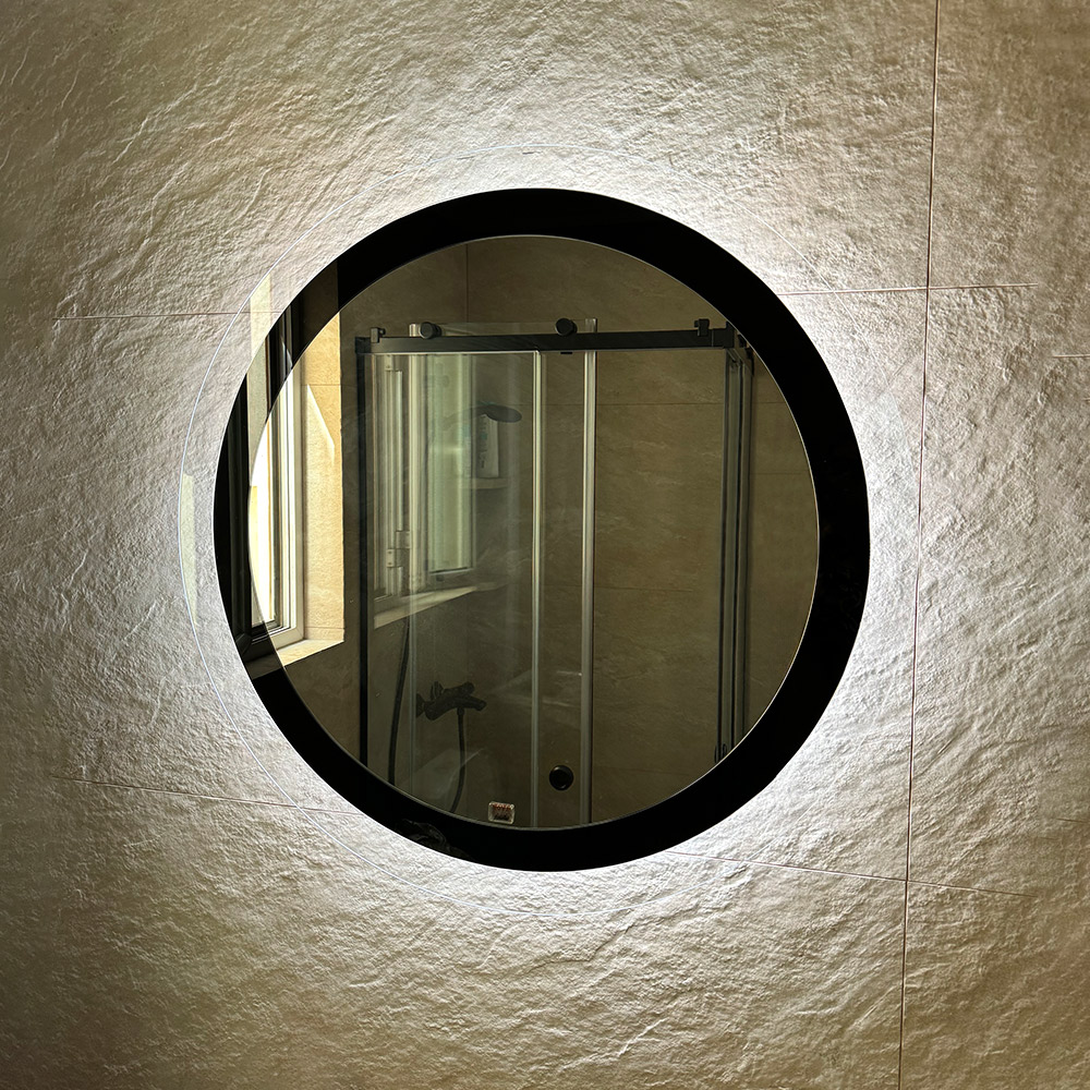 Round bathroom mirror 90cm with extra clear and lacobel glass