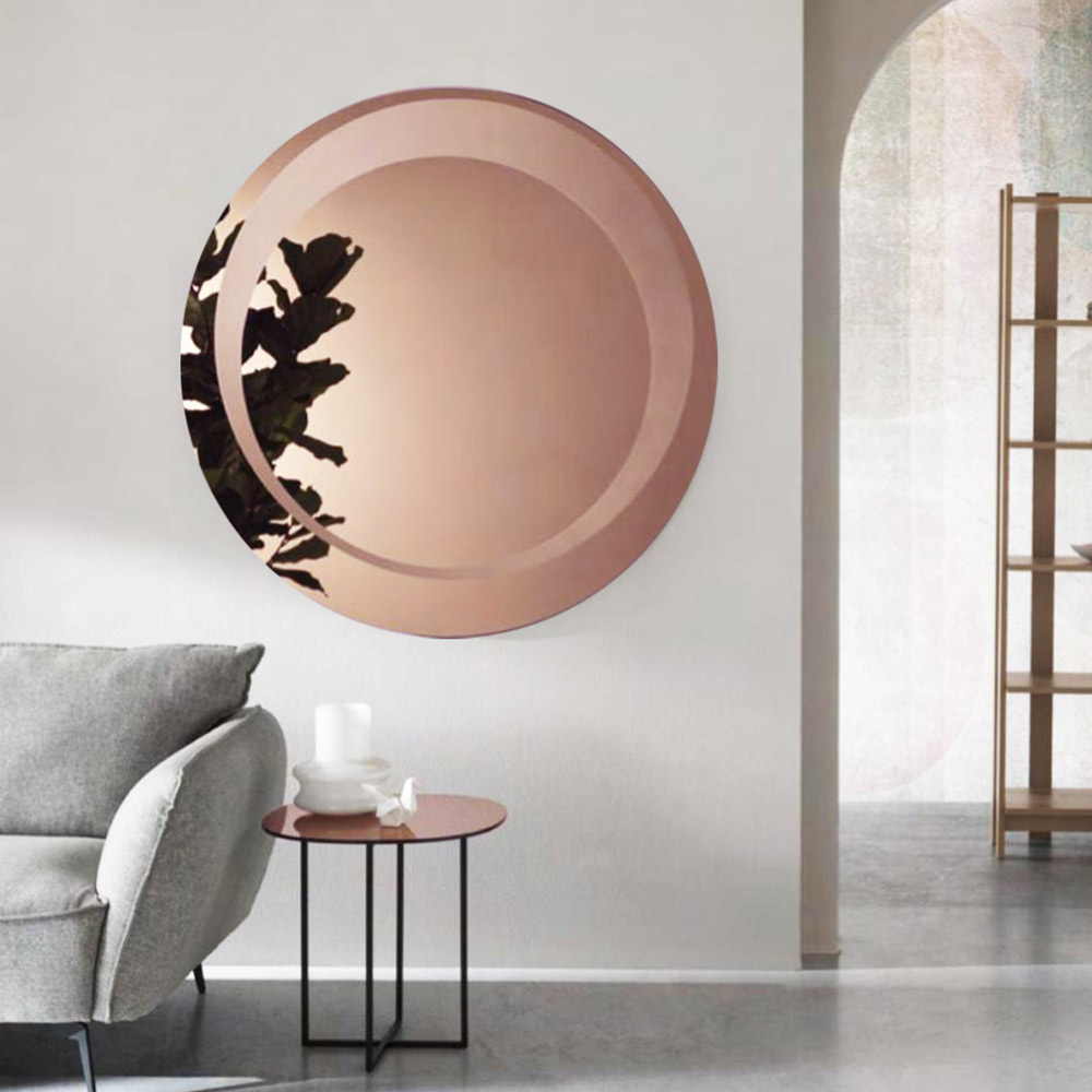 Mirror Ø80cm - Ø120cm round sandblasted bronze