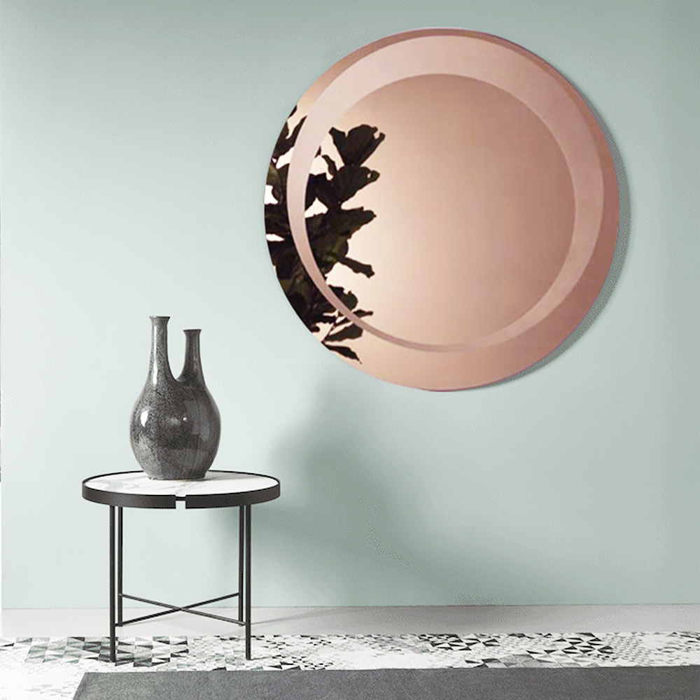 Mirror Ø80cm - Ø120cm round sandblasted bronze