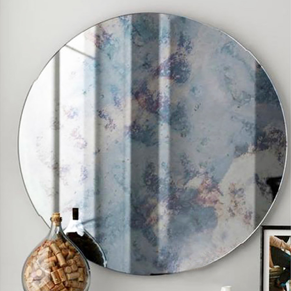 Living room wall mirror round Ø90cm - Ø120cm aged