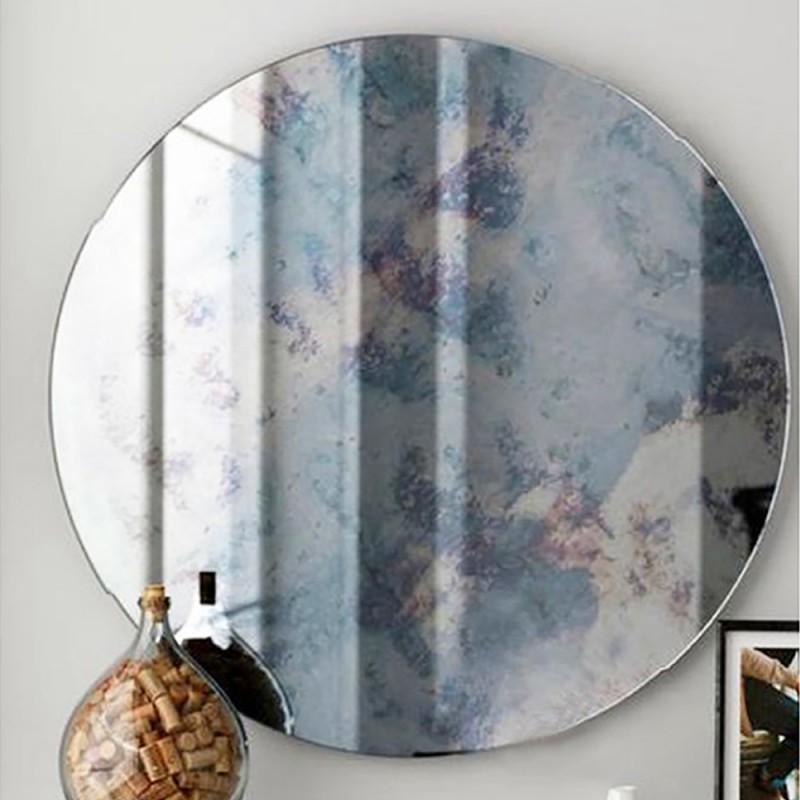 Living room wall mirror round Ø90cm - Ø120cm aged