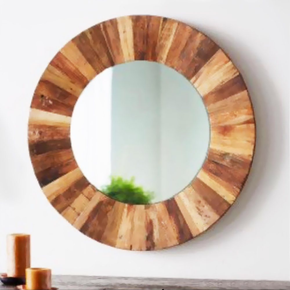 Handmade wooden mirror Ø80cm