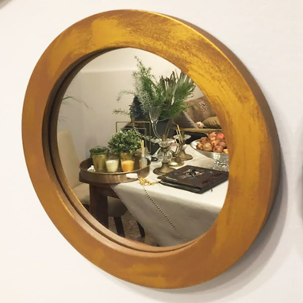 Mirrors with wooden frame in gray or cigar brown color round set of 5 pcs Φ60cm - Φ50cm - Φ40cm - Φ30cm - Φ20cm